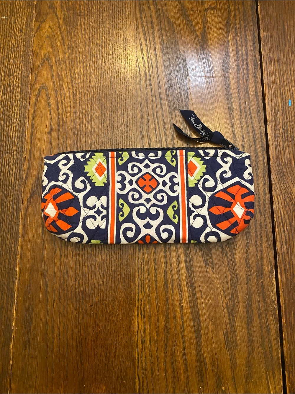 Vera Bradley Navy Orange Lime Quilted Zip Pouch
